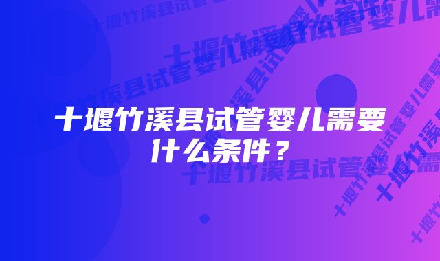 十堰竹溪县试管婴儿需要什么条件？