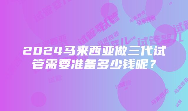 2024马来西亚做三代试管需要准备多少钱呢？