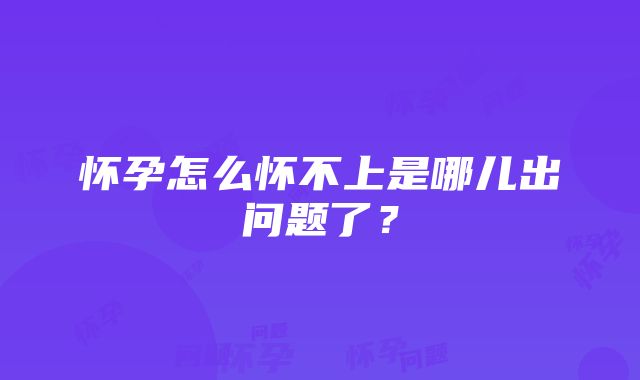 怀孕怎么怀不上是哪儿出问题了？