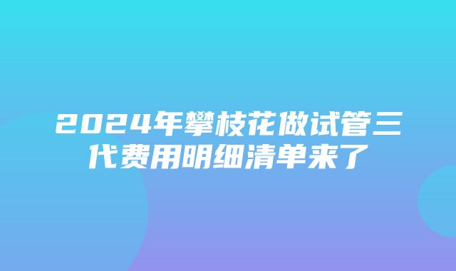 2024年攀枝花做试管三代费用明细清单来了