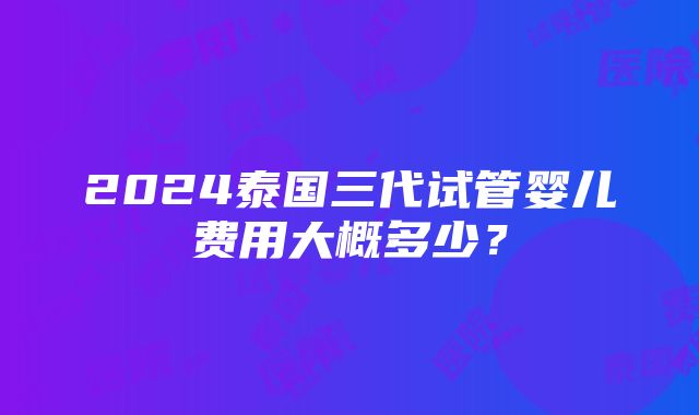 2024泰国三代试管婴儿费用大概多少？