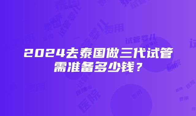 2024去泰国做三代试管需准备多少钱？