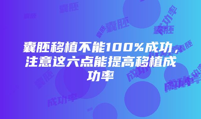 囊胚移植不能100%成功，注意这六点能提高移植成功率