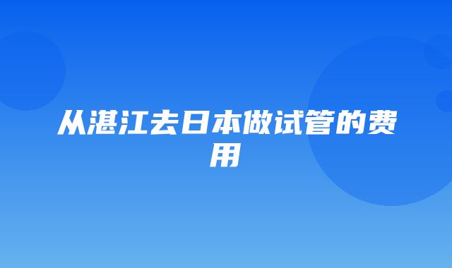 从湛江去日本做试管的费用