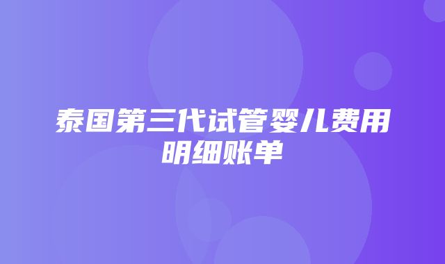 泰国第三代试管婴儿费用明细账单