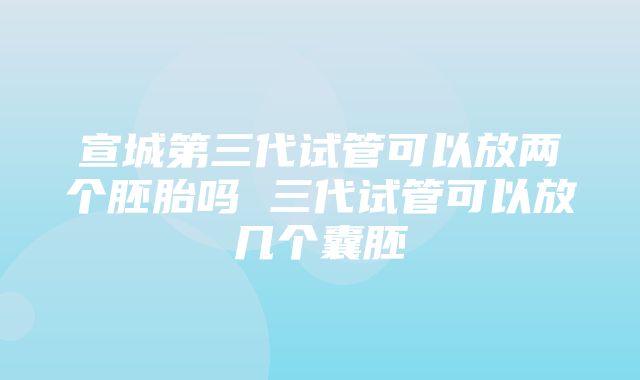 宣城第三代试管可以放两个胚胎吗 三代试管可以放几个囊胚