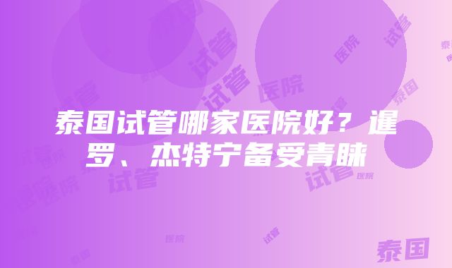 泰国试管哪家医院好？暹罗、杰特宁备受青睐