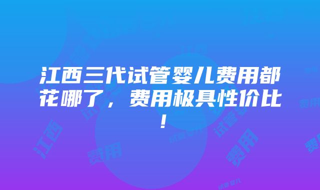 江西三代试管婴儿费用都花哪了，费用极具性价比！