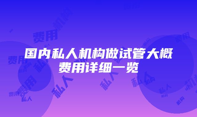 国内私人机构做试管大概费用详细一览