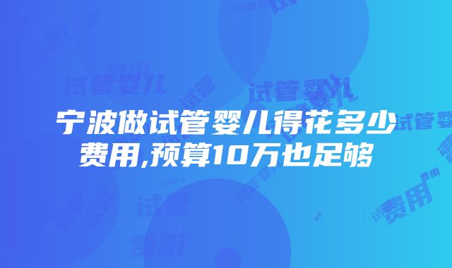 宁波做试管婴儿得花多少费用,预算10万也足够