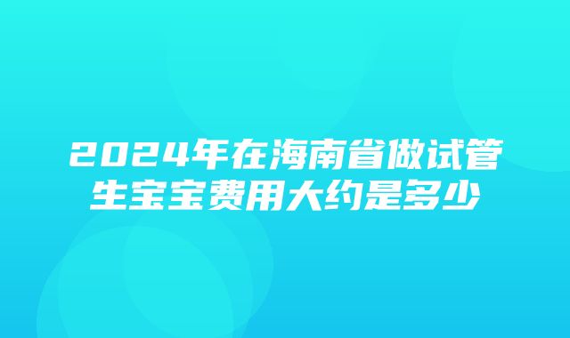 2024年在海南省做试管生宝宝费用大约是多少