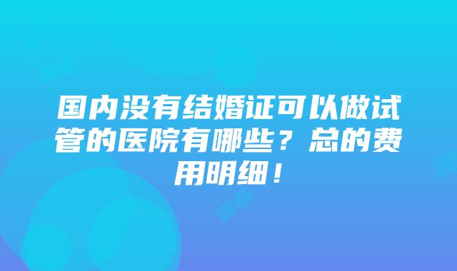 国内没有结婚证可以做试管的医院有哪些？总的费用明细！