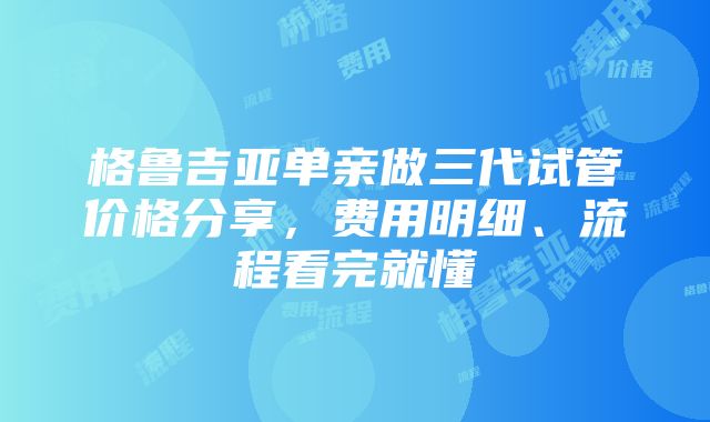 格鲁吉亚单亲做三代试管价格分享，费用明细、流程看完就懂