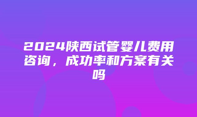 2024陕西试管婴儿费用咨询，成功率和方案有关吗