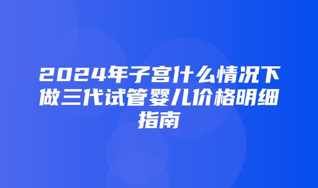 2024年子宫什么情况下做三代试管婴儿价格明细指南