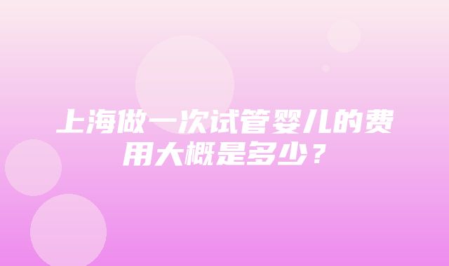 上海做一次试管婴儿的费用大概是多少？