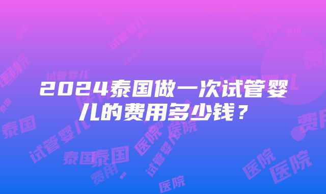 2024泰国做一次试管婴儿的费用多少钱？