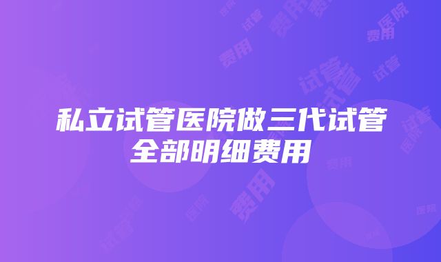 私立试管医院做三代试管全部明细费用