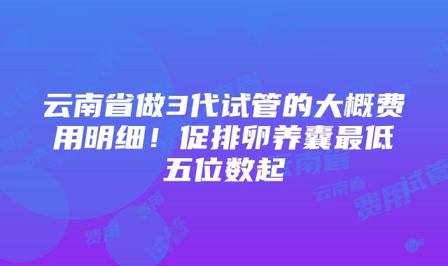 云南省做3代试管的大概费用明细！促排卵养囊最低五位数起