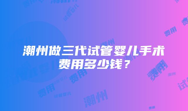 潮州做三代试管婴儿手术费用多少钱？