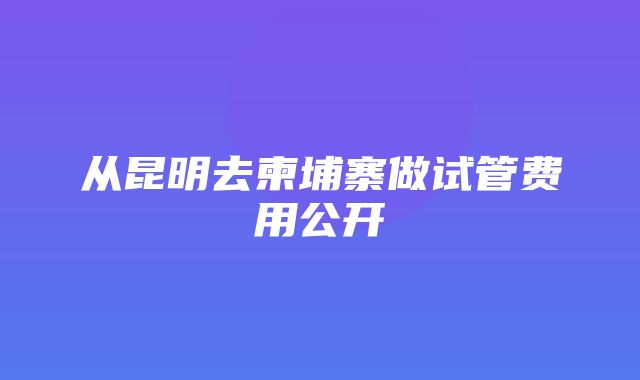 从昆明去柬埔寨做试管费用公开