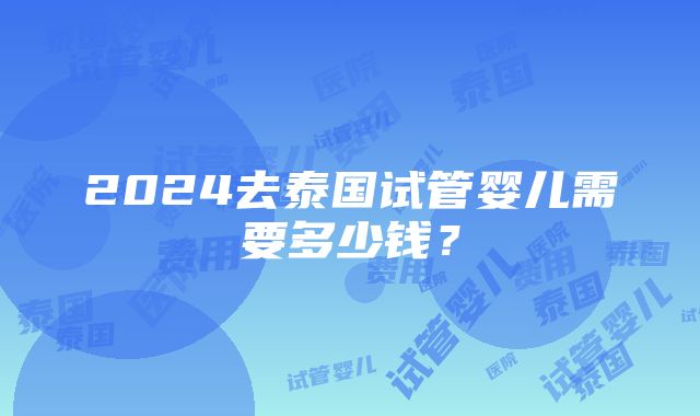 2024去泰国试管婴儿需要多少钱？