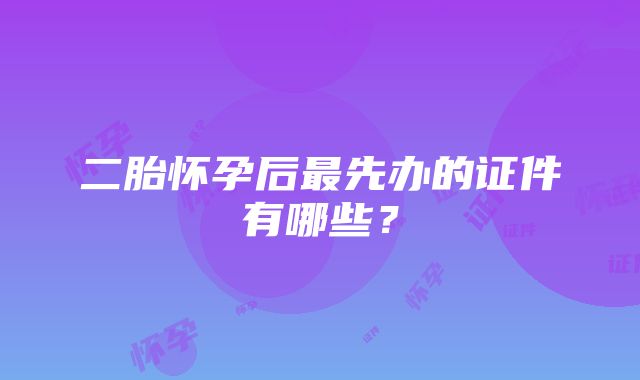 二胎怀孕后最先办的证件有哪些？