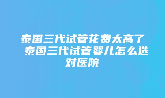 泰国三代试管花费太高了 泰国三代试管婴儿怎么选对医院