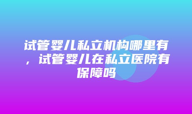 试管婴儿私立机构哪里有，试管婴儿在私立医院有保障吗