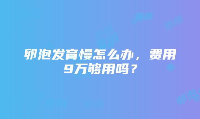 卵泡发育慢怎么办，费用9万够用吗？