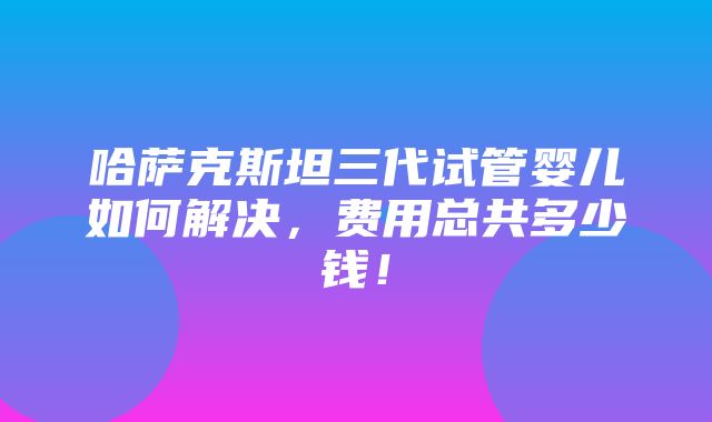 哈萨克斯坦三代试管婴儿如何解决，费用总共多少钱！