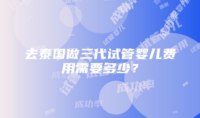 去泰国做三代试管婴儿费用需要多少？