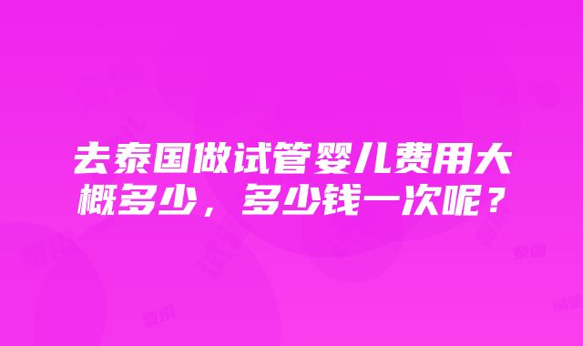 去泰国做试管婴儿费用大概多少，多少钱一次呢？