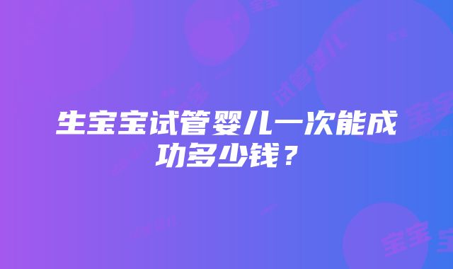 生宝宝试管婴儿一次能成功多少钱？