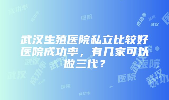 武汉生殖医院私立比较好医院成功率，有几家可以做三代？