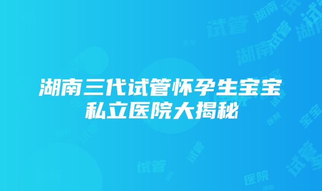 湖南三代试管怀孕生宝宝私立医院大揭秘