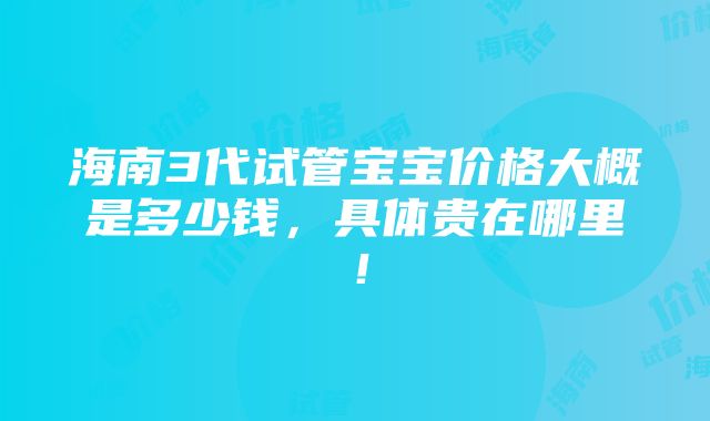 海南3代试管宝宝价格大概是多少钱，具体贵在哪里！