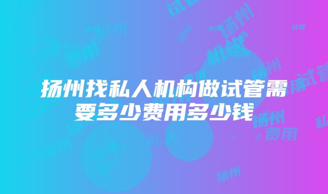 扬州找私人机构做试管需要多少费用多少钱