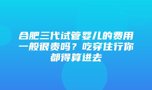 合肥三代试管婴儿的费用一般很贵吗？吃穿住行你都得算进去