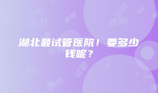 湖北最试管医院！要多少钱呢？