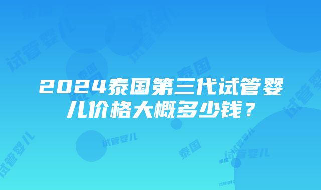 2024泰国第三代试管婴儿价格大概多少钱？