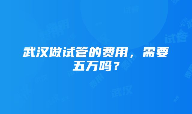 武汉做试管的费用，需要五万吗？