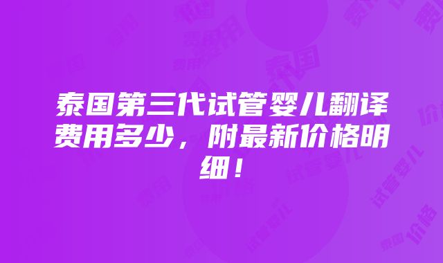 泰国第三代试管婴儿翻译费用多少，附最新价格明细！