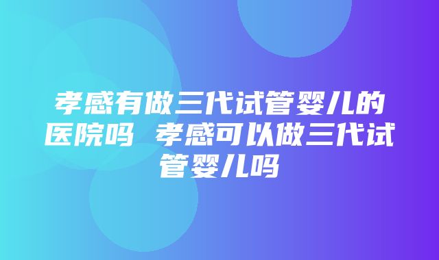 孝感有做三代试管婴儿的医院吗 孝感可以做三代试管婴儿吗