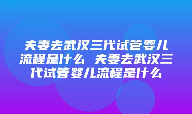 夫妻去武汉三代试管婴儿流程是什么 夫妻去武汉三代试管婴儿流程是什么