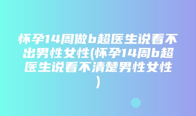 怀孕14周做b超医生说看不出男性女性(怀孕14周b超医生说看不清楚男性女性)