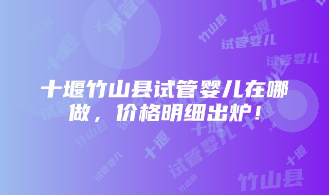 十堰竹山县试管婴儿在哪做，价格明细出炉！