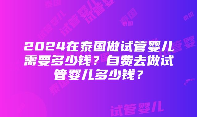 2024在泰国做试管婴儿需要多少钱？自费去做试管婴儿多少钱？