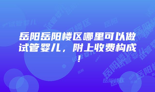 岳阳岳阳楼区哪里可以做试管婴儿，附上收费构成！