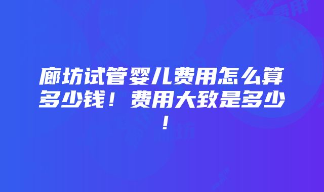 廊坊试管婴儿费用怎么算多少钱！费用大致是多少！